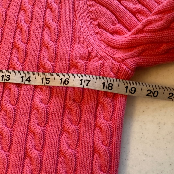 L.L. Bean Pink Cable-Knit Zip-Up  Cardigan Sweater - Picture 6 of 7